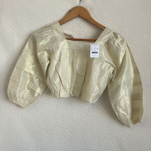 j Crew Girls Bubble Hem Blouse‎ Size Small Gold Lame